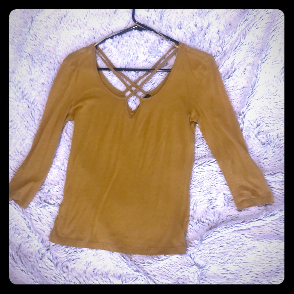 Mustard-Colored Criss-Cross Shirt